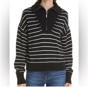 La Ligne Bastien Stripe Half Zip Cotton Pullover, XS